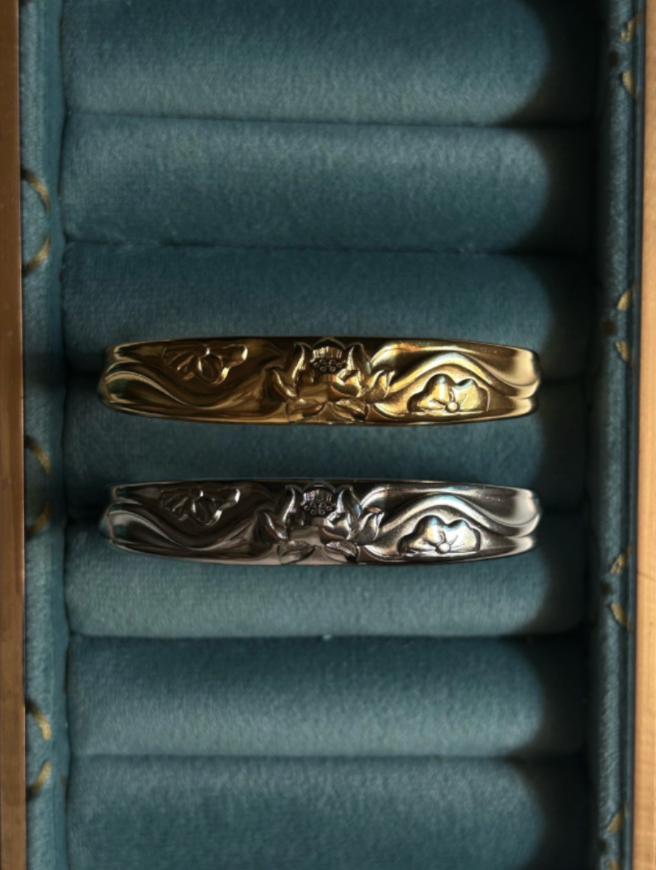 Lotus Stainless Steel Cuff Bangle (Gold & Silver Sold Separately)