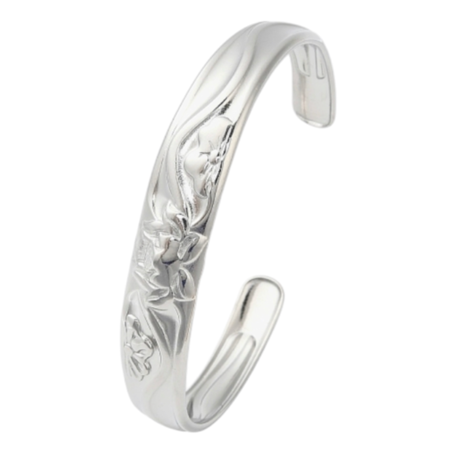 Lotus Stainless Steel Cuff Bangle (Gold & Silver Sold Separately)