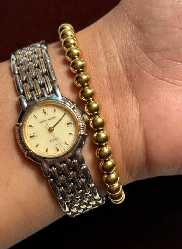Solace Stainless Steel Beaded Stretchable Bracelet