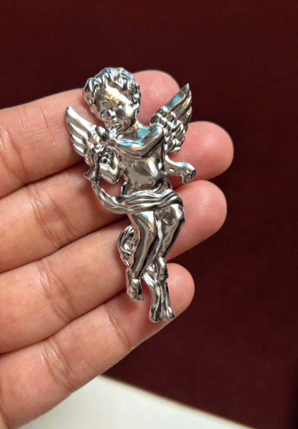 Cherub Trumpet Stainless Steel Brooch
