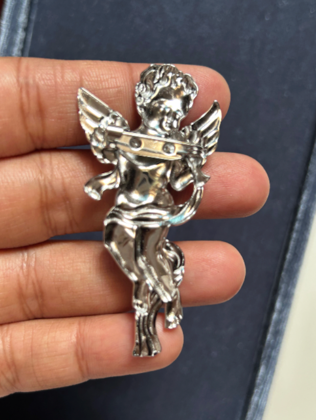 Cherub Trumpet Stainless Steel Brooch
