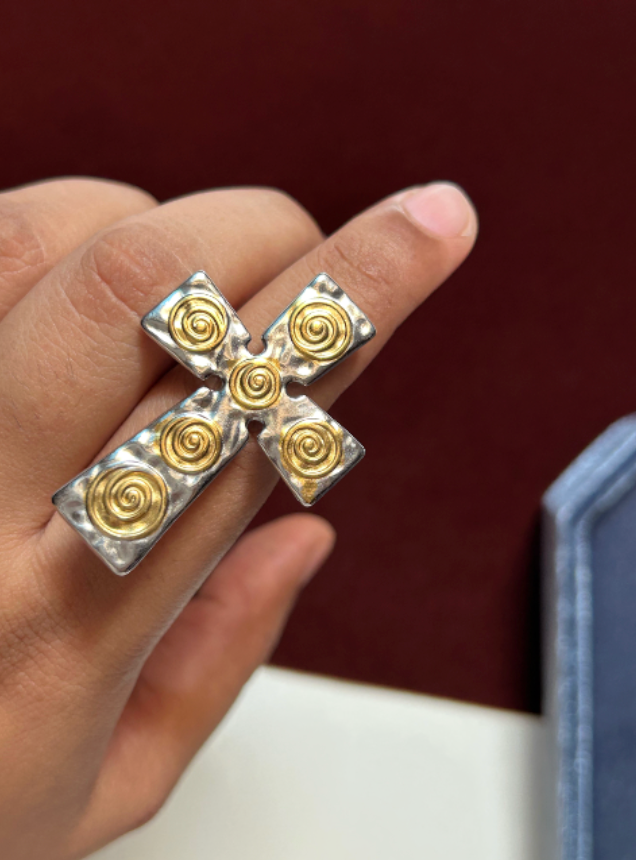 Spiral Cross Cuff Ring