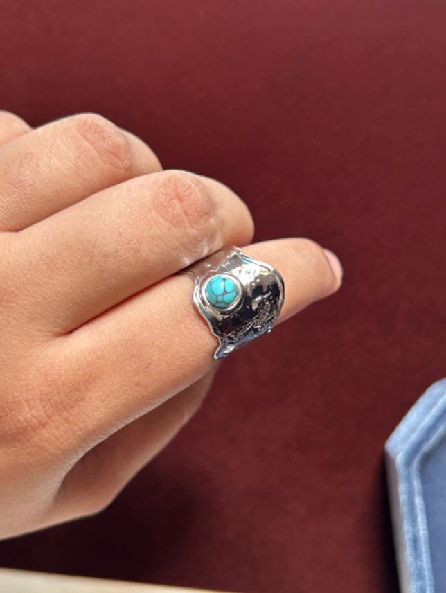Turquoise Form Stainless Steel Cuff Ring