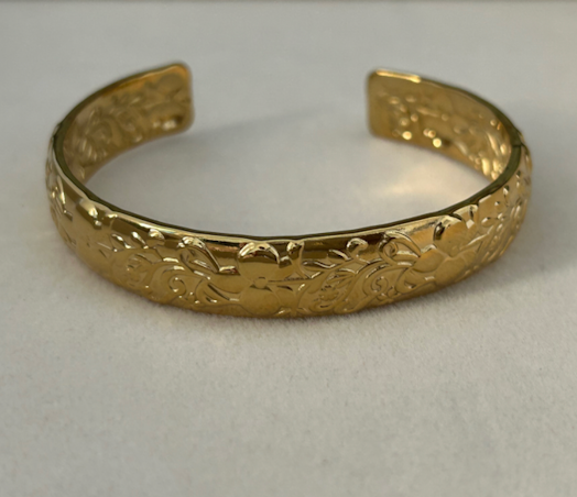 Serenade Of Orchid Vintage Style Open Cuff Bangle