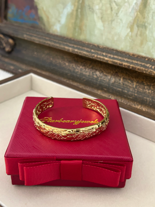 Serenade Of Orchid Vintage Style Open Cuff Bangle