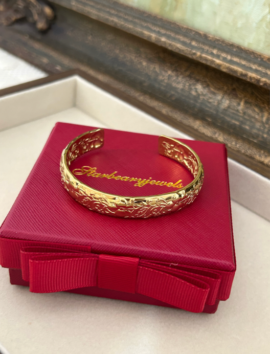 Serenade Of Orchid Vintage Style Open Cuff Bangle