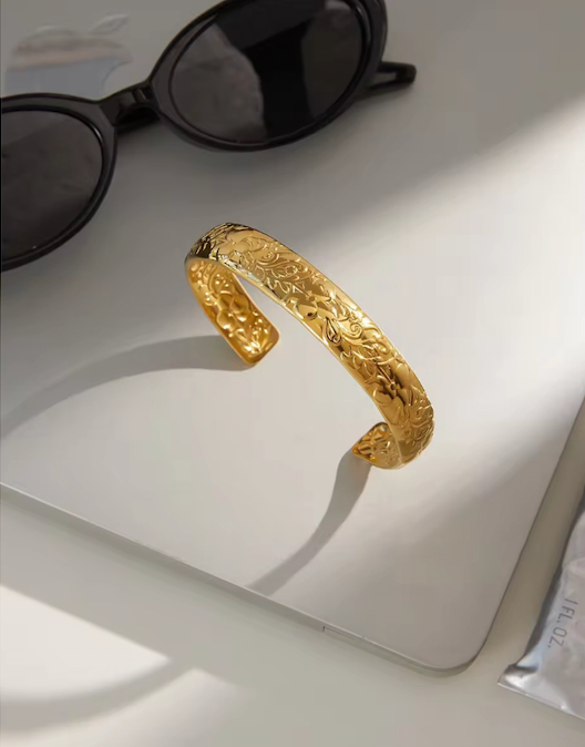 Serenade Of Orchid Vintage Style Open Cuff Bangle
