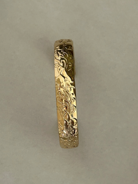 Serenade Of Orchid Vintage Style Open Cuff Bangle