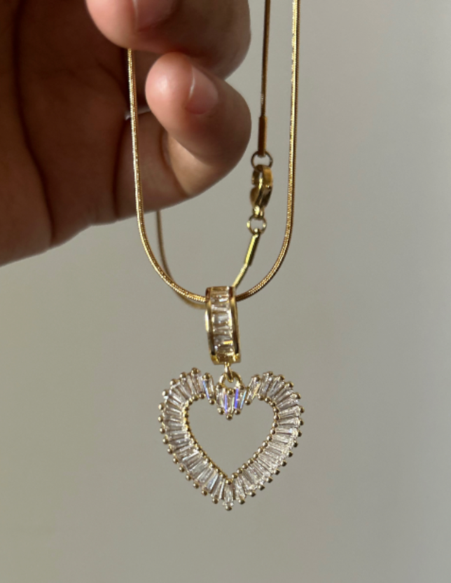 Iced Heart Gold Plated Necklace
