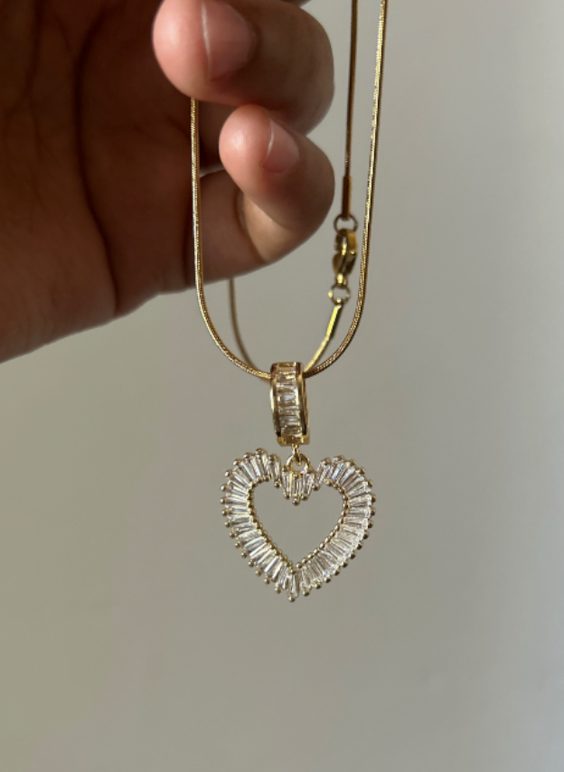 Iced Heart Gold Plated Necklace