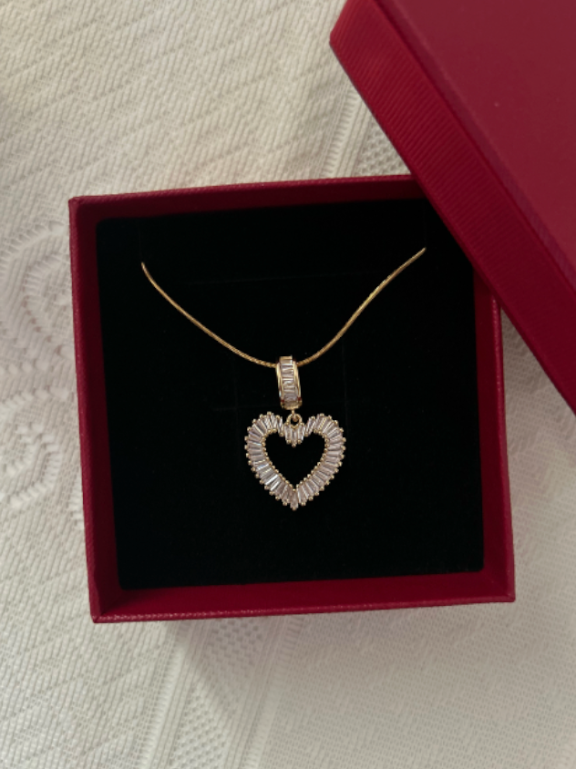 Iced Heart Gold Plated Necklace