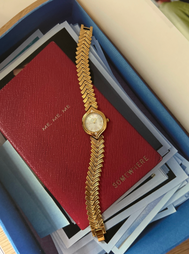 Vintage Italian Style Mop Dial Quartz Watch - Gold