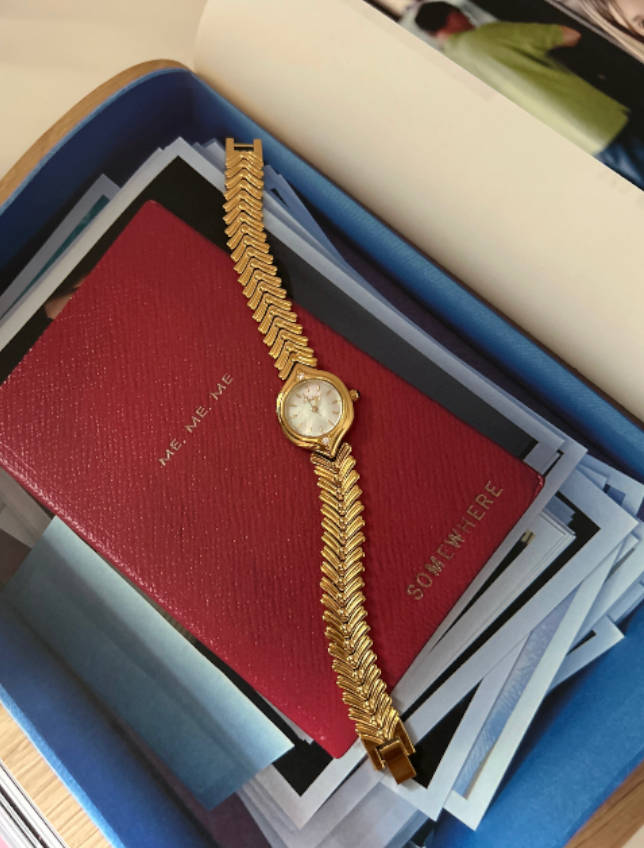 Vintage Italian Style Mop Dial Quartz Watch - Gold