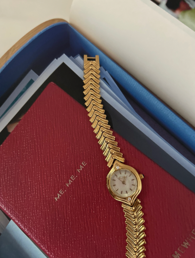 Vintage Italian Style Mop Dial Quartz Watch - Gold