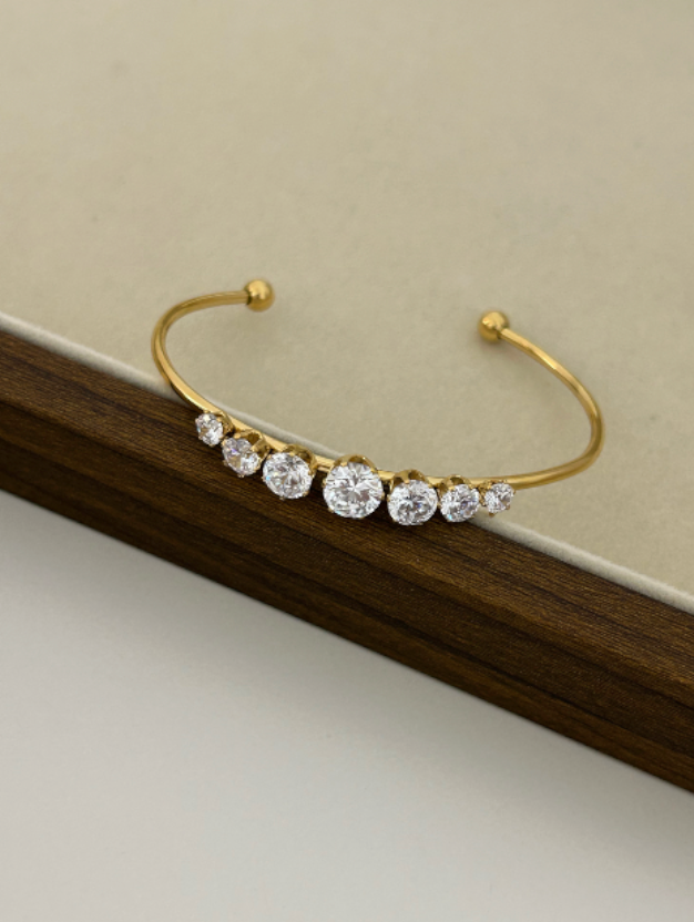 Lumi CZ PVD Gold Plated Cuff bracelet