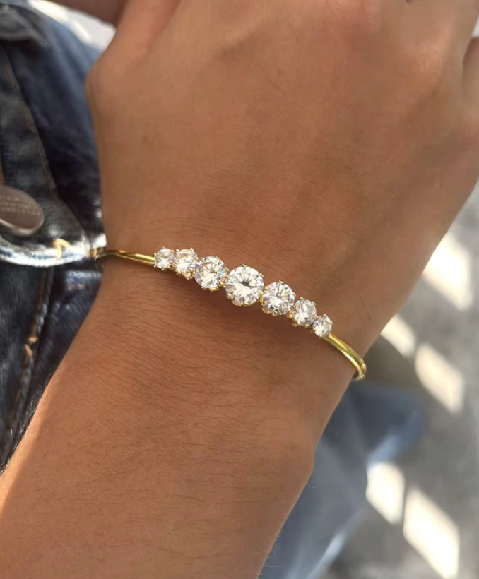 Lumi CZ PVD Gold Plated Cuff bracelet