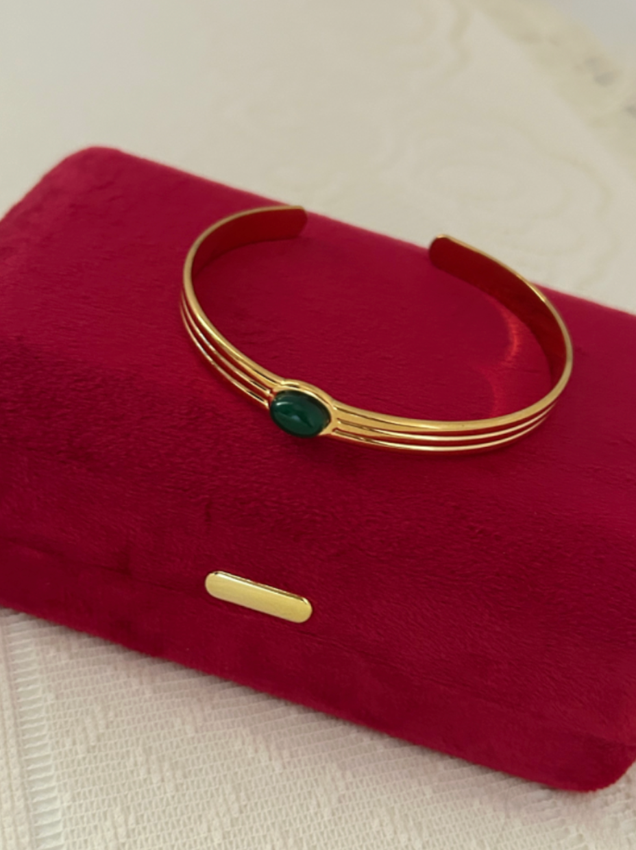 Gold Plated Stainless Steel Natural Agate Bracelet