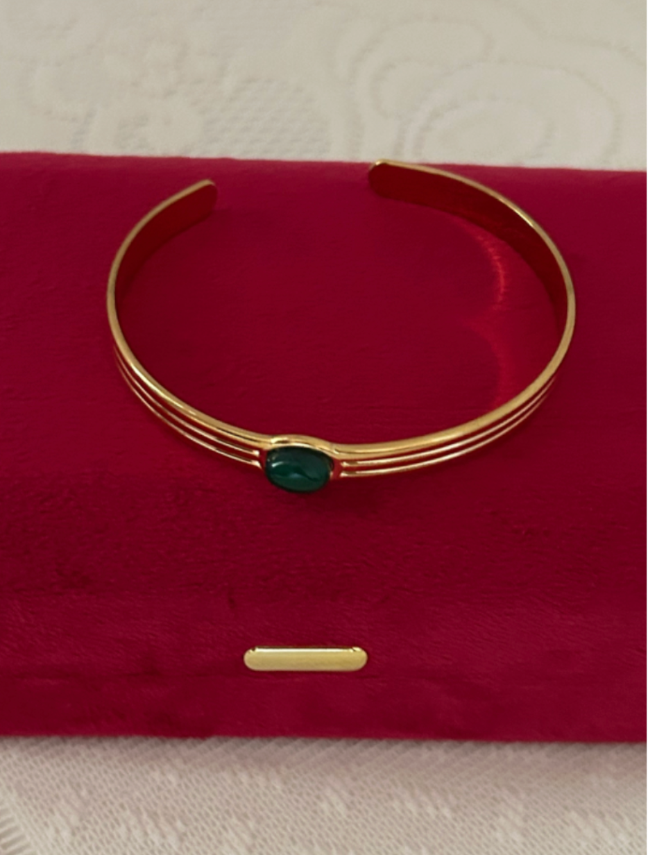 Gold Plated Stainless Steel Natural Agate Bracelet
