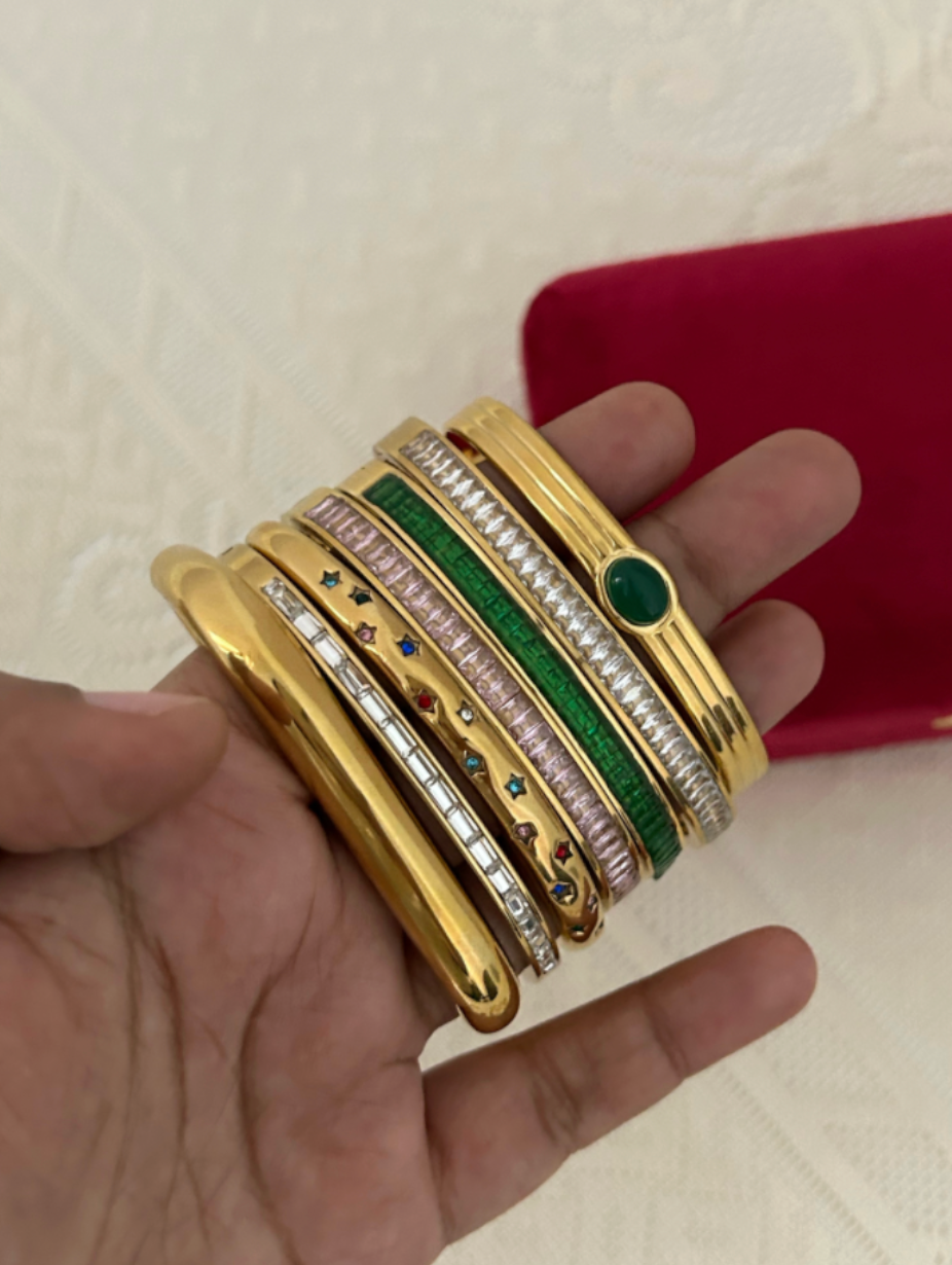Gold Plated Stainless Steel Natural Agate Bracelet