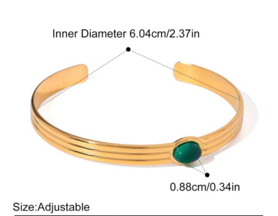 Gold Plated Stainless Steel Natural Agate Bracelet