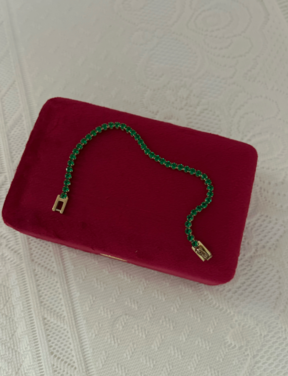 Green Gold Plated Stainless Steel Tennis Bracelet