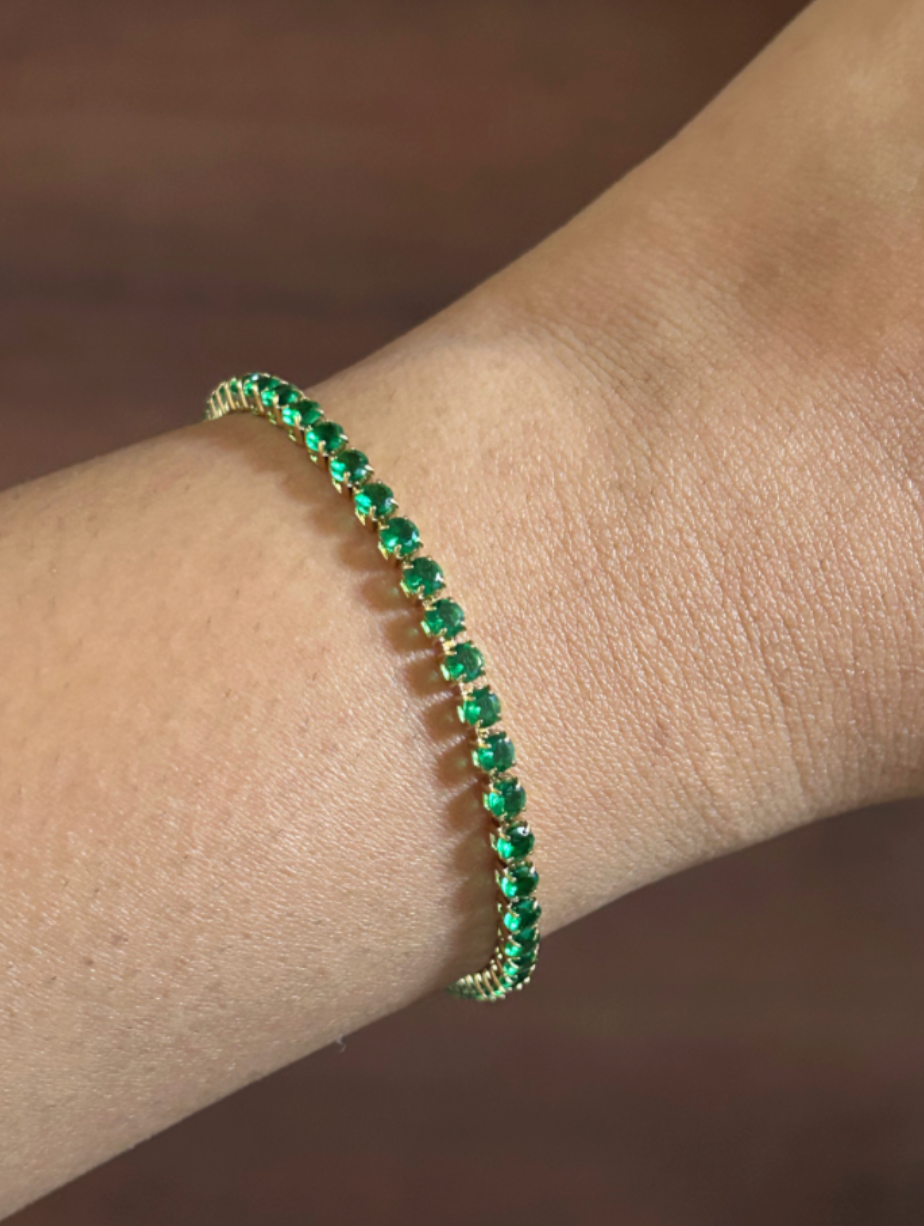 Green Gold Plated Stainless Steel Tennis Bracelet