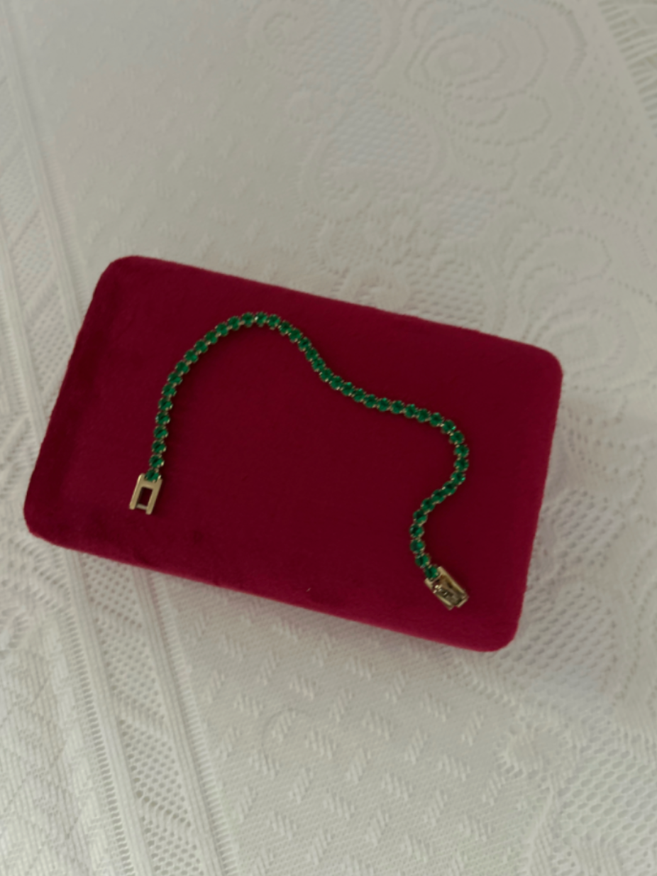 Green Gold Plated Stainless Steel Tennis Bracelet