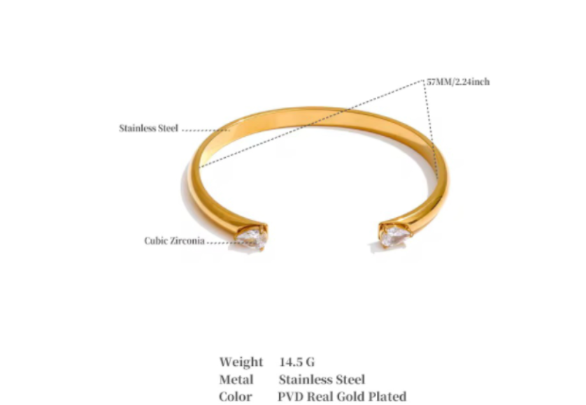Crystal Crown CZ Stainless Steel Bracelet