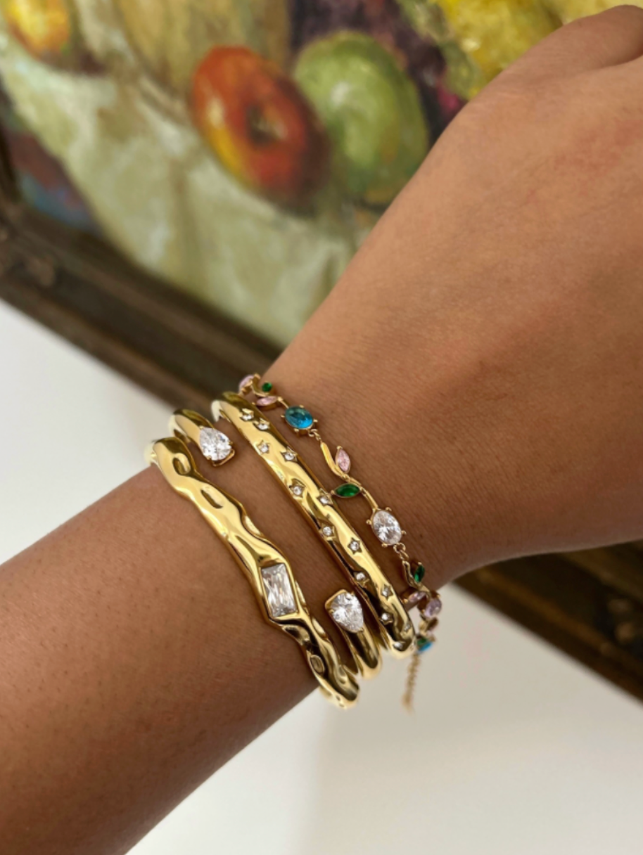 Crystal Crown CZ Stainless Steel Bracelet