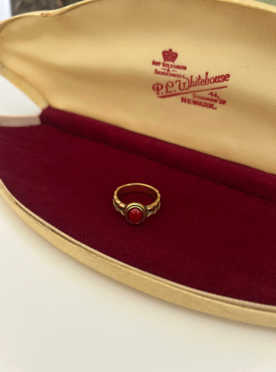 Red Gemstone Twisted Design Ring