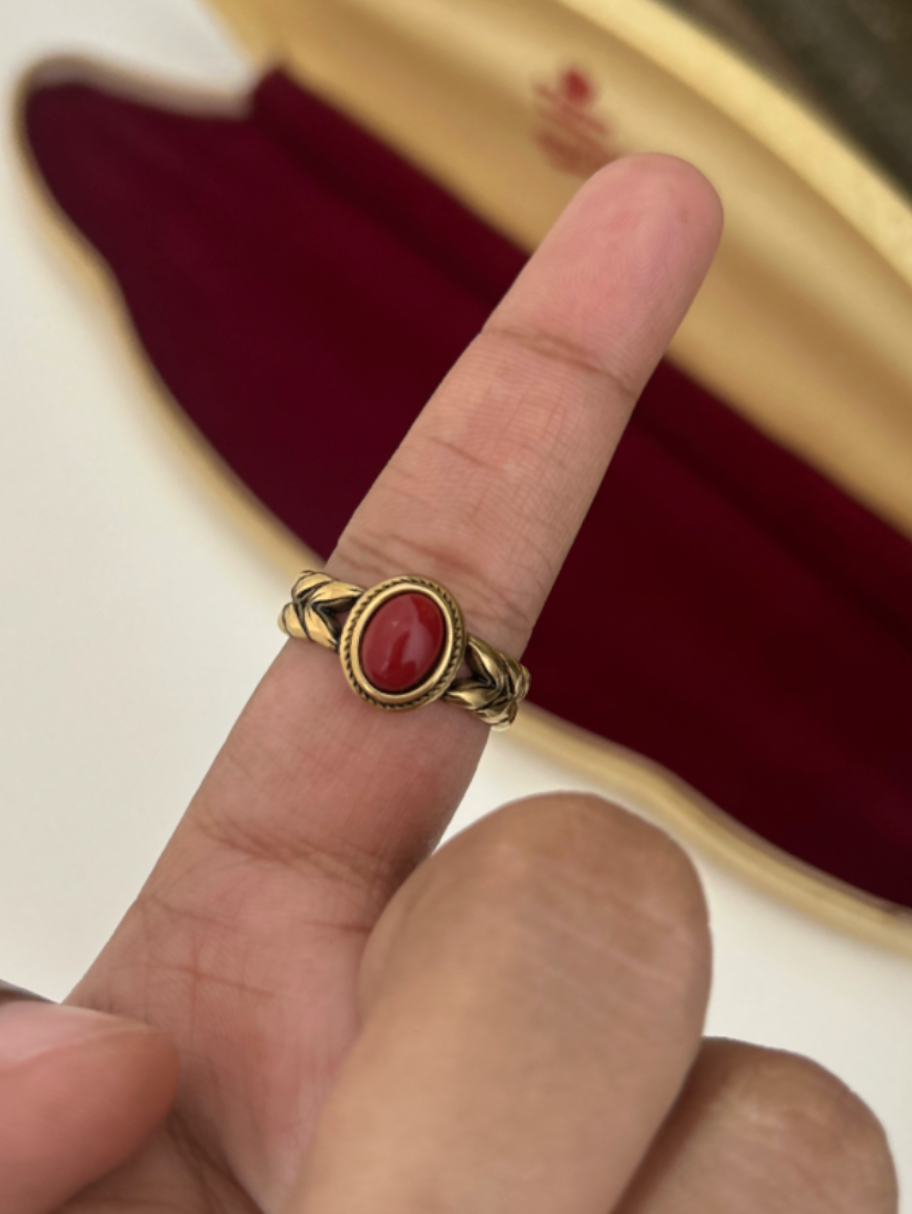 Red Gemstone Twisted Design Ring