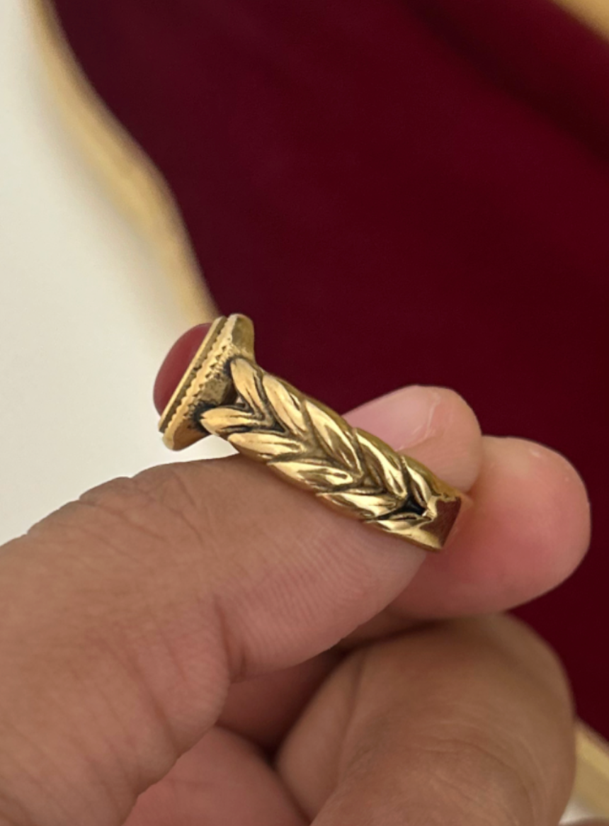 Red Gemstone Twisted Design Ring