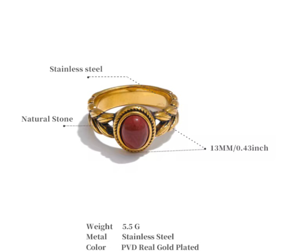 Red Gemstone Twisted Design Ring