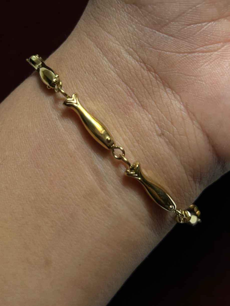 Lucky Fish Gold Plated Stainless Steel Bracelet