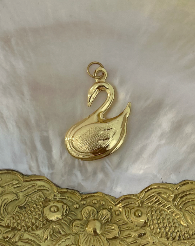 Swan Gold Plated Brass Pendant/Charm