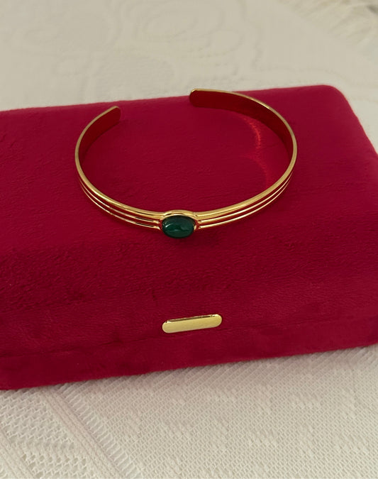 Gold Plated Stainless Steel Natural Agate Bracelet