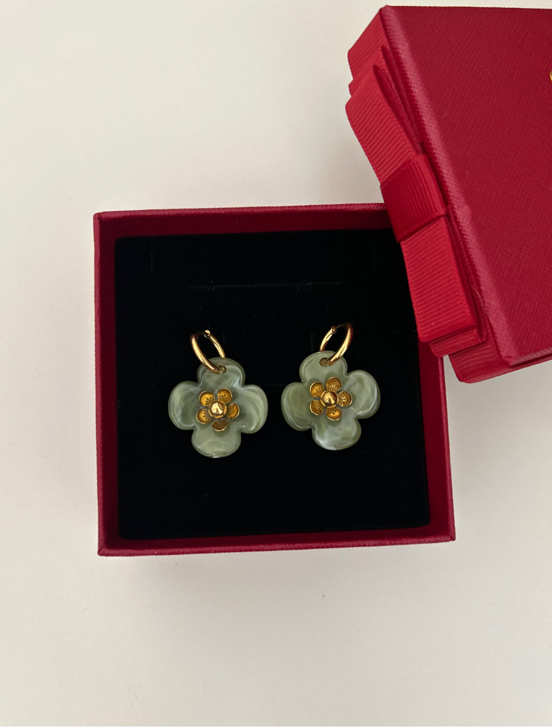 Green Bloom Stainless Steel Earrings
