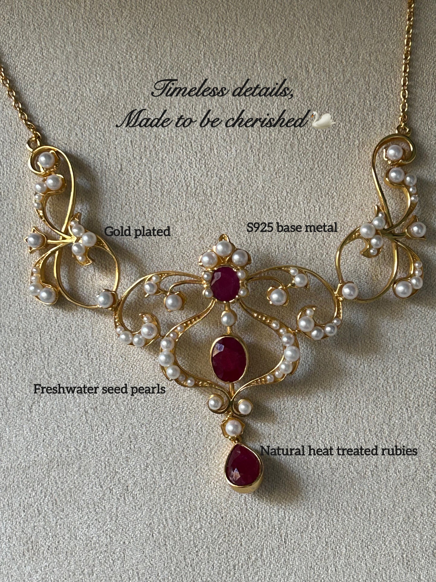 Nouvelle Vine Scroll Lavaliere ~ S925 Gold Plated