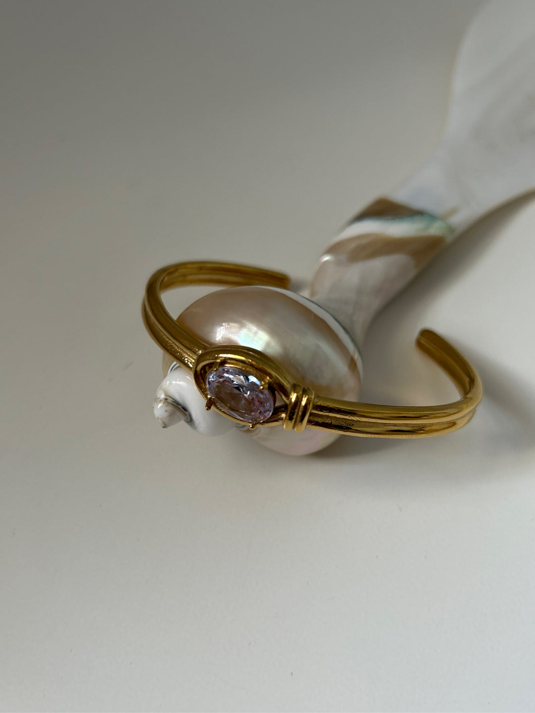 Luna Solitaire Cuff Bracelet