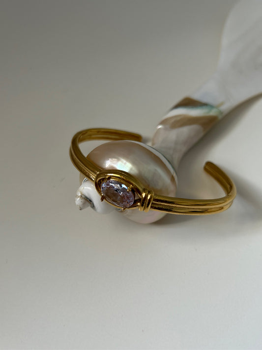 Luna Solitaire Cuff Bracelet